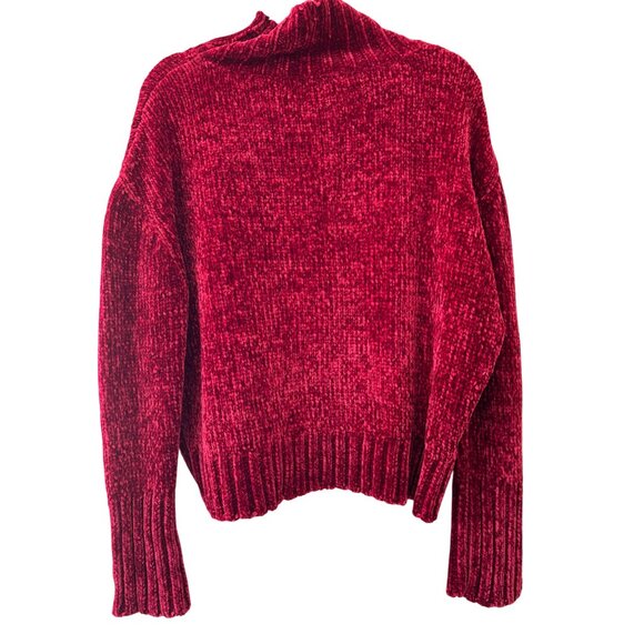 Chelsea & Theodore Red Chenille Turtleneck Sweater L Soft Plush Cozy Fall Winter - Picture 2 of 10